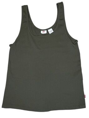 Levi’s Ribbed Tank Top Olive Green Sleeveless Cotton Stretch XL Classic Basic